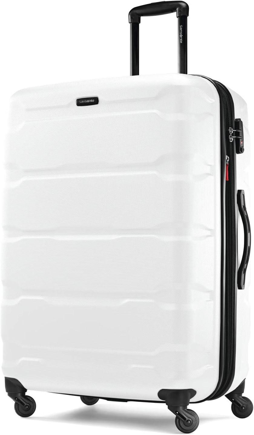 imageSamsonite Omni PC Hardside Expandable Luggage with Spinner Wheels CheckedLarge 28Inch WhiteWhite