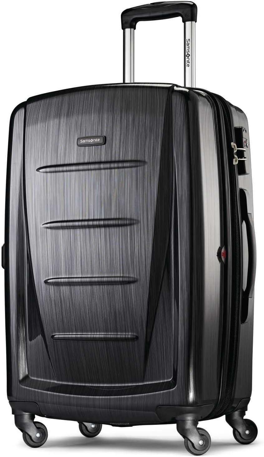 imageSamsonite Winfield 2 Hardside Expandable Luggage with Spinner Wheels CheckedLarge 28Inch Brushed WhiteBrushed Anthracite