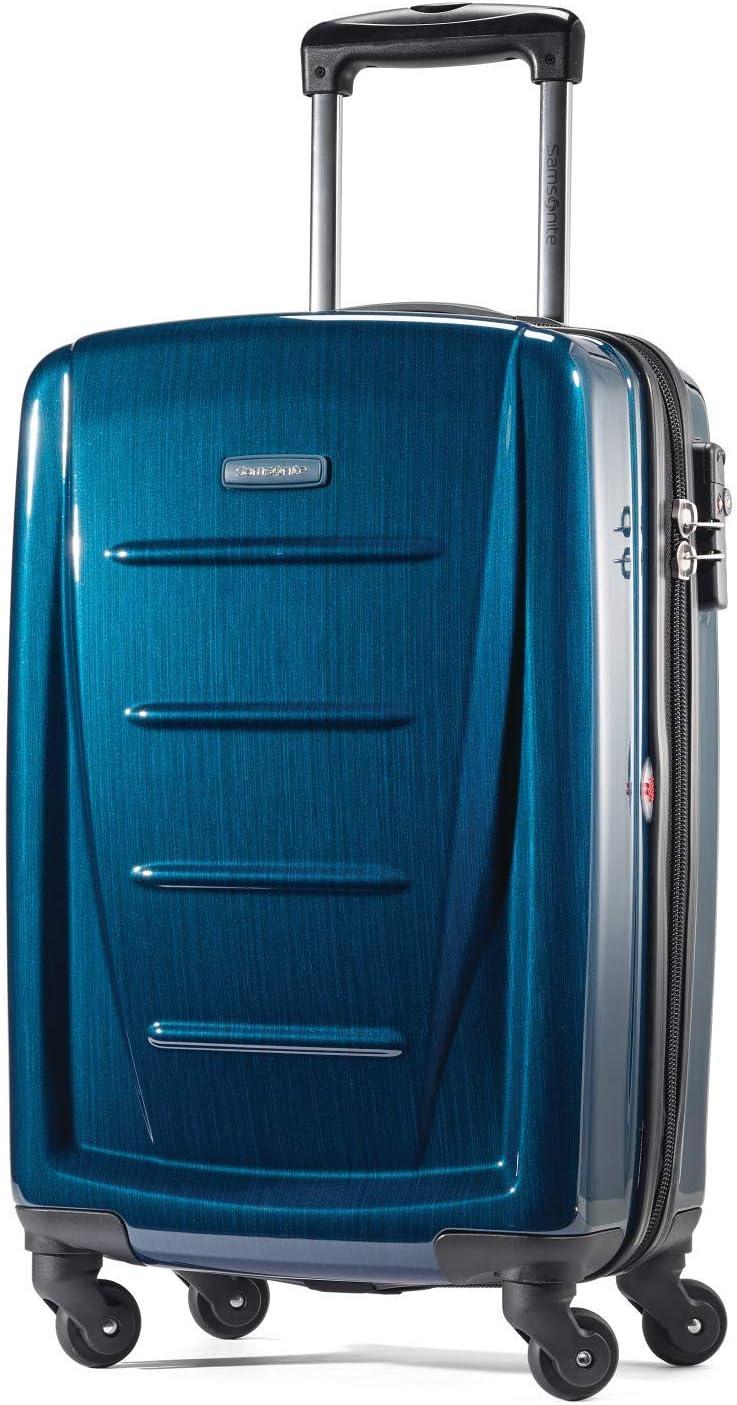 imageSamsonite Winfield 2 Hardside Expandable Luggage with Spinner Wheels CheckedLarge 28Inch Brushed WhiteDeep Blue