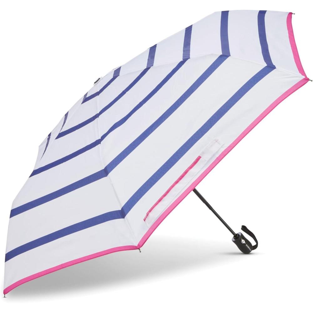 imageSamsonite Compact Auto OpenClose UmbrellaWhiteBluePink Stripe