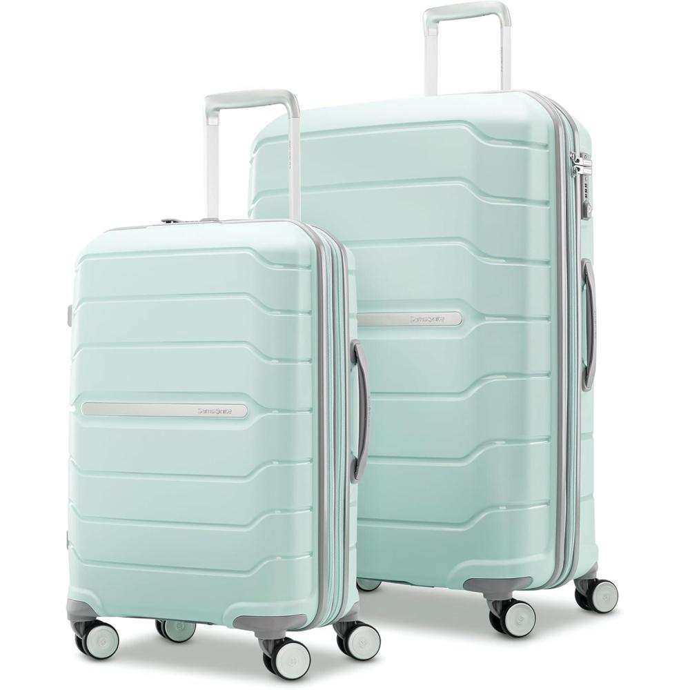imageSamsonite Freeform 2Piece Luggage Set CarryOn ampamp Large Checked Luggage with Dual Spinner Wheels Durable Polypropylene Hardshell TSA Lock AirlineApproved Expandable Hard Shell Mint GreenMint Green