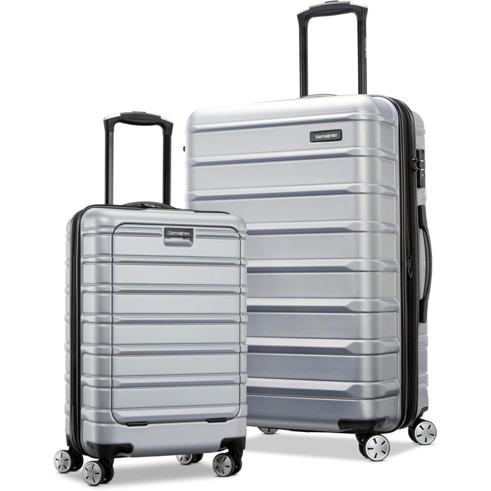 imageSamsonite Omni 2 Hardside Expandable Luggage with Spinner Wheels Birch White 2Piece Set 1928Arctic Silver