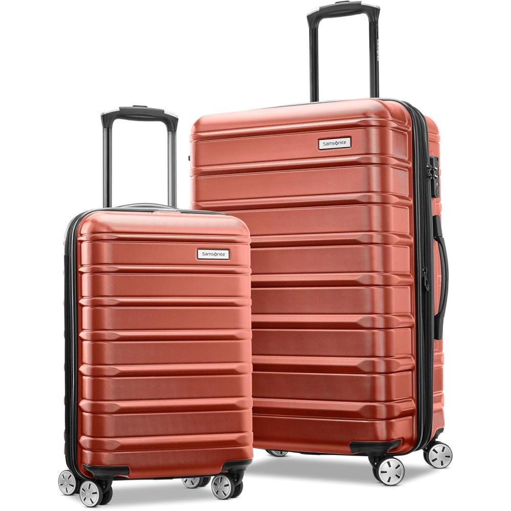 imageSamsonite Omni 2 Hardside Expandable Luggage with Spinner Wheels Birch White 2Piece Set 1928Brick Orange