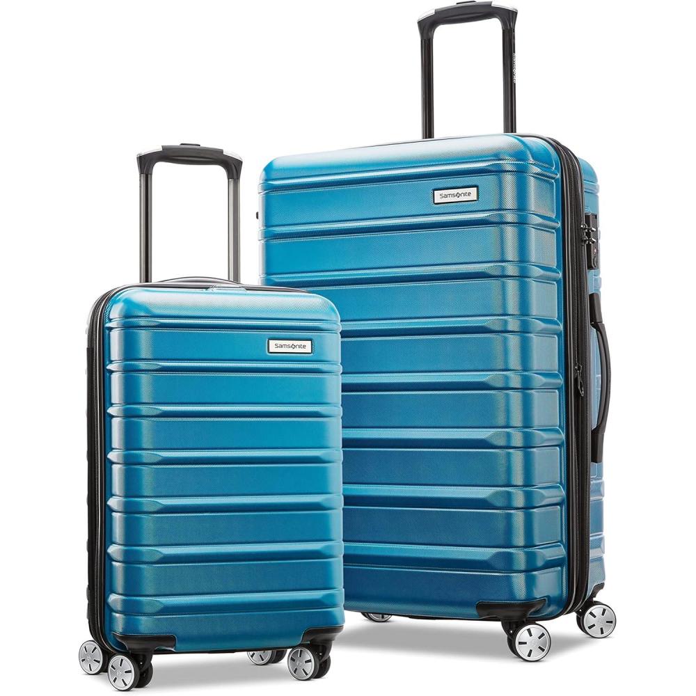imageSamsonite Omni 2 Hardside Expandable Luggage with Spinner Wheels Birch White 2Piece Set 1928Caribbean Blue
