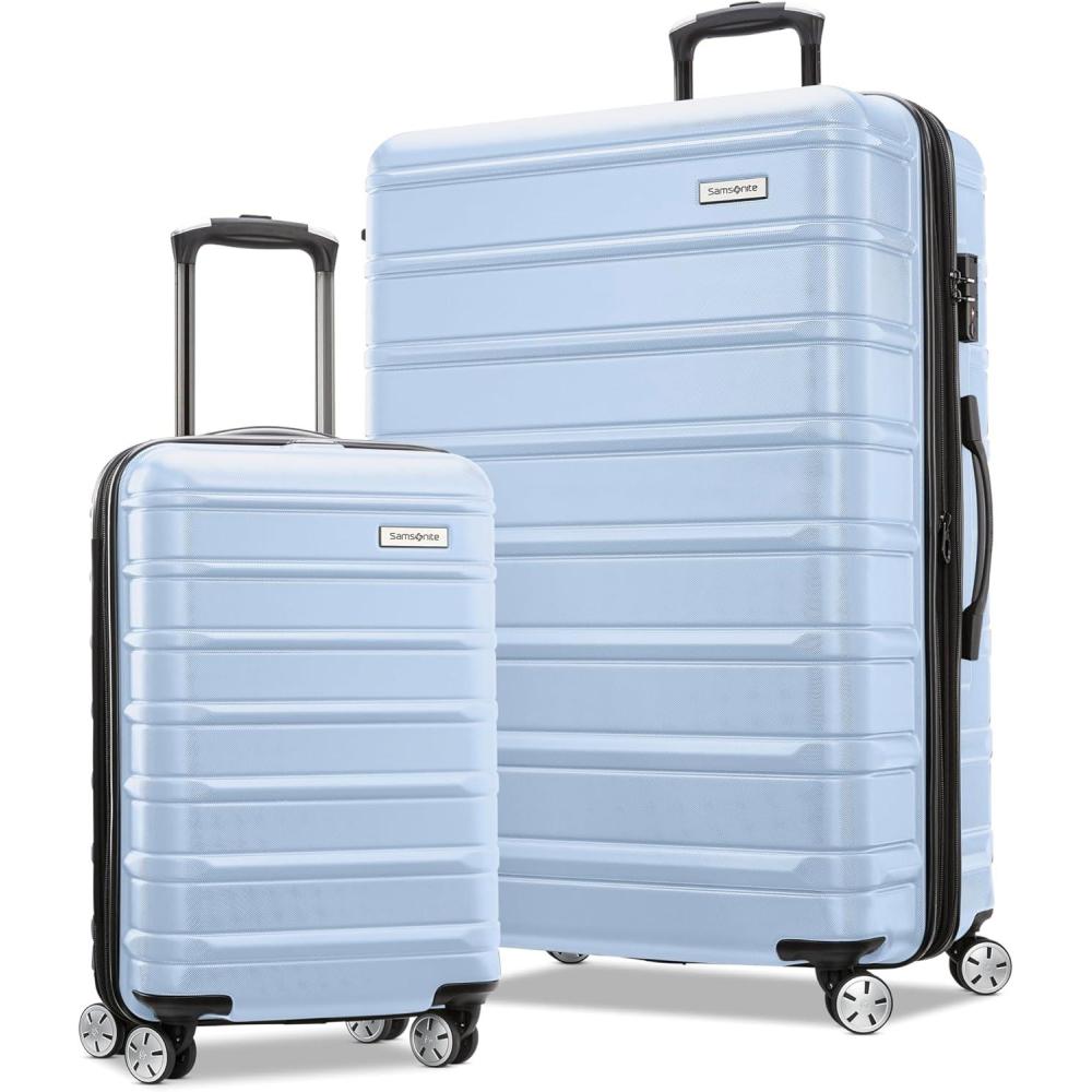 imageSamsonite Omni 2 Hardside Expandable Luggage with Spinner Wheels Birch White 2Piece Set 1928Pale Blue