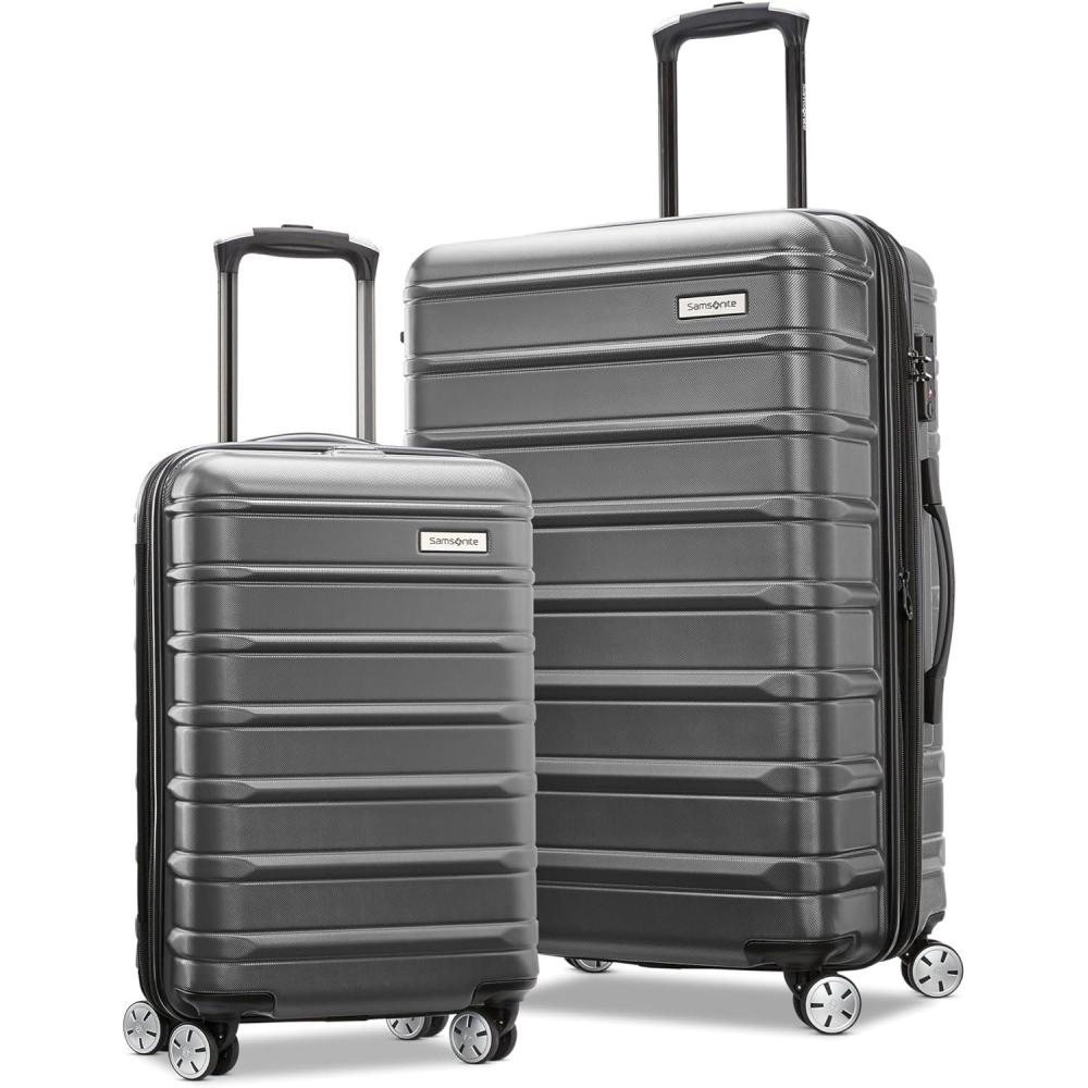 imageSamsonite Omni 2 Hardside Expandable Luggage with Spinner Wheels Birch White 2Piece Set 1928Solid Charcoal