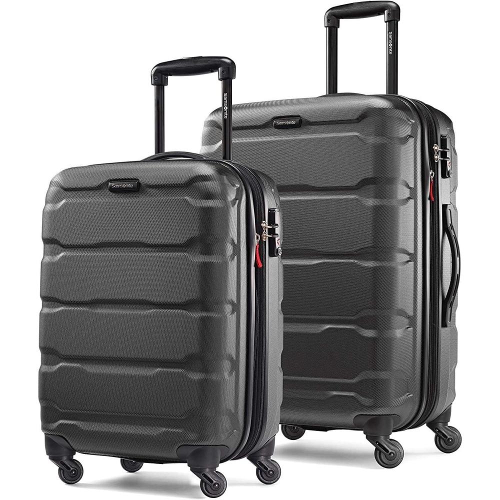 imageSamsonite Omni PC Hardside Expandable Luggage with Spinner Wheels CheckedLarge 28Inch WhiteBlack