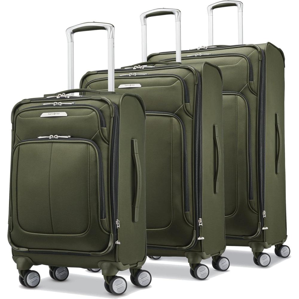 imageSamsonite Solyte DLX Softside Expandable Luggage with Spinner Wheels Mediterranean Blue CheckedMedium 25InchCedar Green