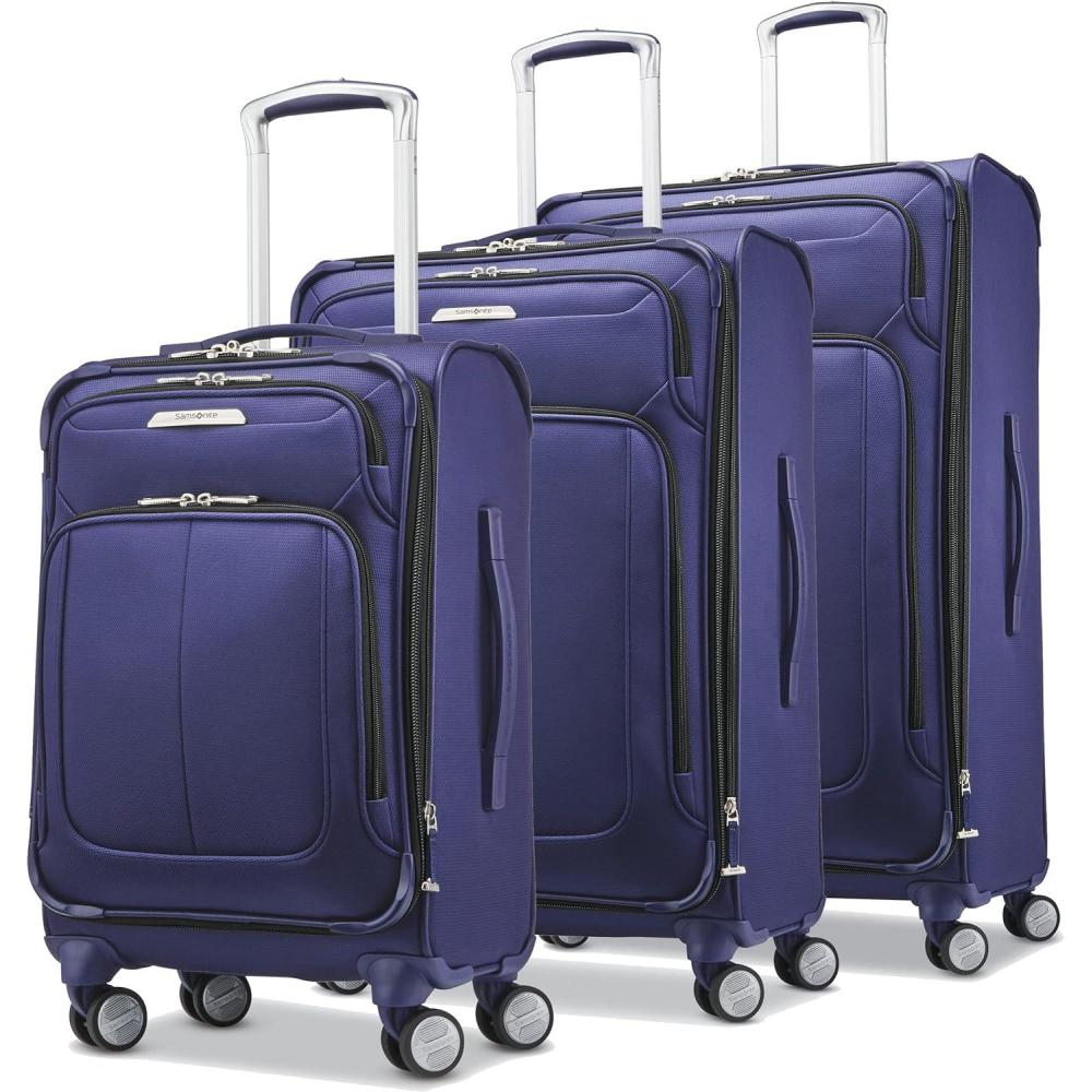 imageSamsonite Solyte DLX Softside Expandable Luggage with Spinner Wheels Mediterranean Blue CheckedMedium 25InchIris Blue