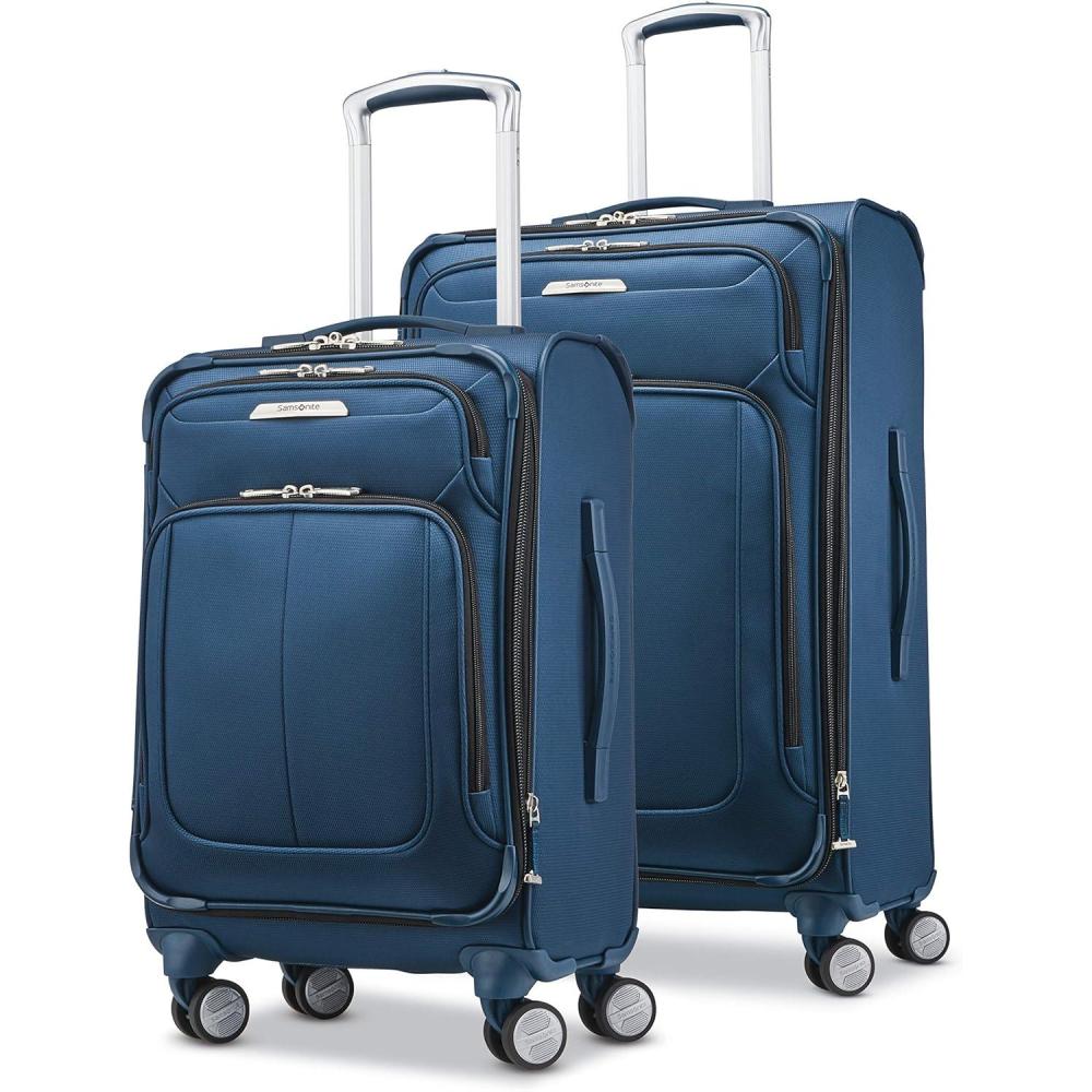 imageSamsonite Solyte DLX Softside Expandable Luggage with Spinner Wheels Mediterranean Blue CheckedMedium 25InchMediterranean Blue