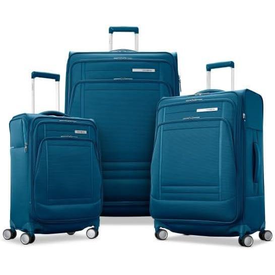 imageSamsonite UpLIFT Lightweight Medium Checked Softside Luggage with Spinner Wheels Expandable AirlineApproved Polyester Soft Suitcase for Ultra Light Travel BlackCerulean Blue