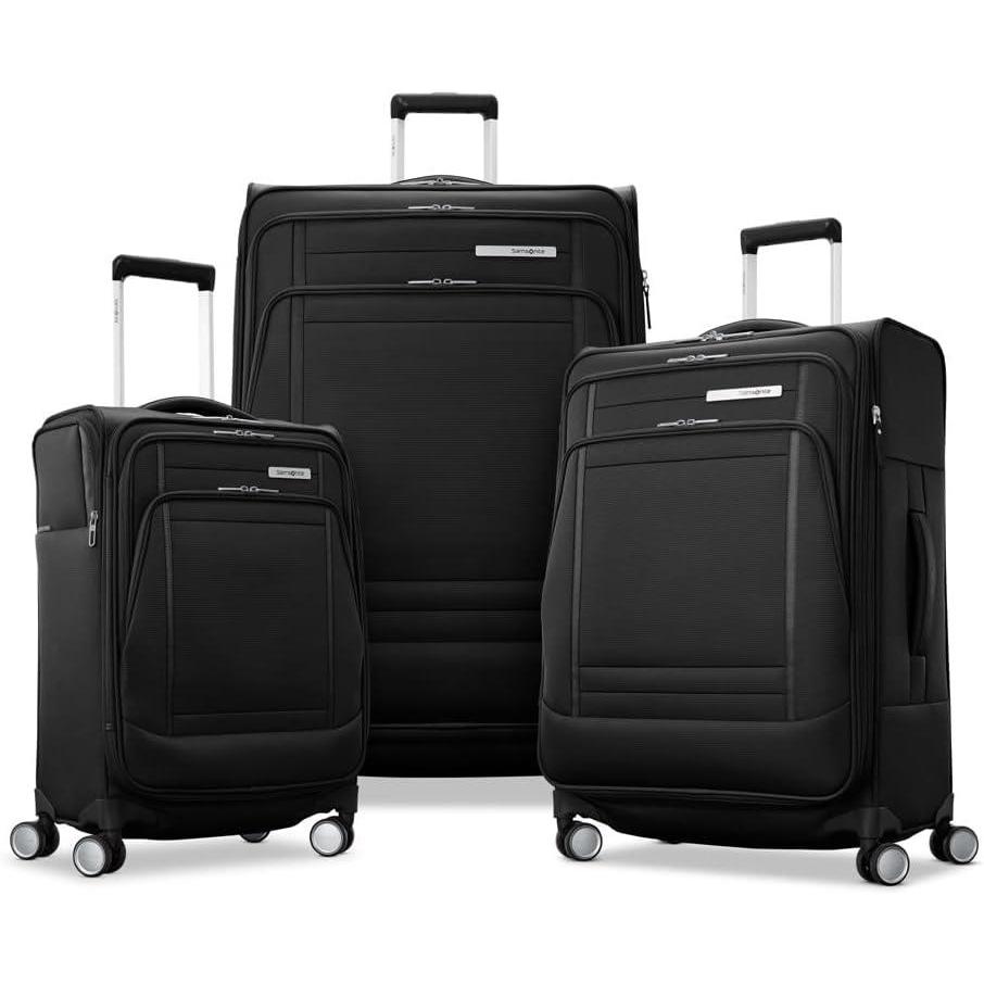 imageSamsonite UpLIFT Lightweight Medium Checked Softside Luggage with Spinner Wheels  Expandable  AirlineApproved Polyester Soft Suitcase for Ultra Light Travel  BlackBlack