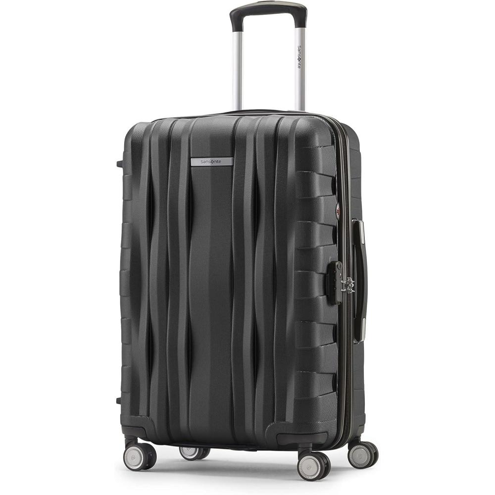 imageSamsonite Winfield 2 Hardside Expandable Luggage with Spinner Wheels CheckedLarge 28Inch Brushed WhiteBlack