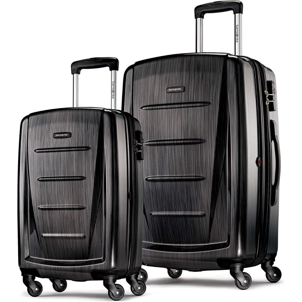 imageSamsonite Winfield 2 Hardside Expandable Luggage with Spinner Wheels CheckedLarge 28Inch Brushed WhiteBrushed Anthracite
