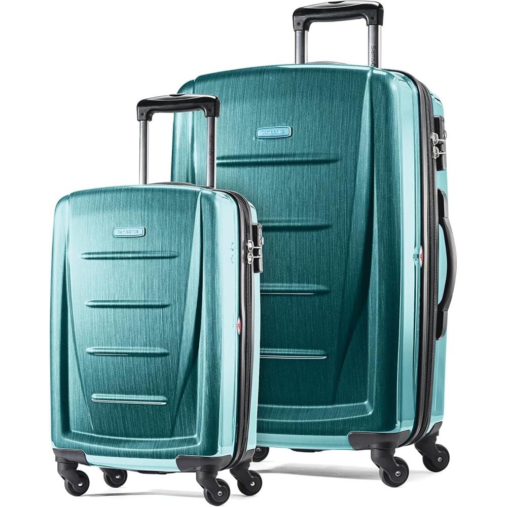 imageSamsonite Winfield 2 Hardside Expandable Luggage with Spinner Wheels CheckedLarge 28Inch Brushed WhiteCactus Green