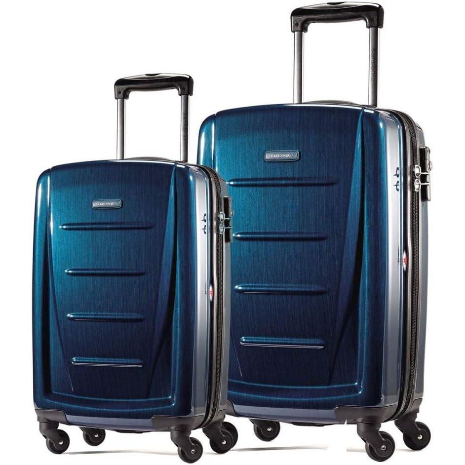 imageSamsonite Winfield 2 Hardside Expandable Luggage with Spinner Wheels CheckedLarge 28Inch Brushed WhiteDeep Blue