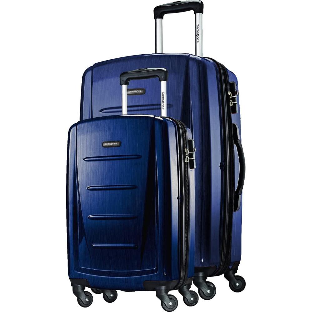 imageSamsonite Winfield 2 Hardside Expandable Luggage with Spinner Wheels CheckedLarge 28Inch Brushed WhiteNavy