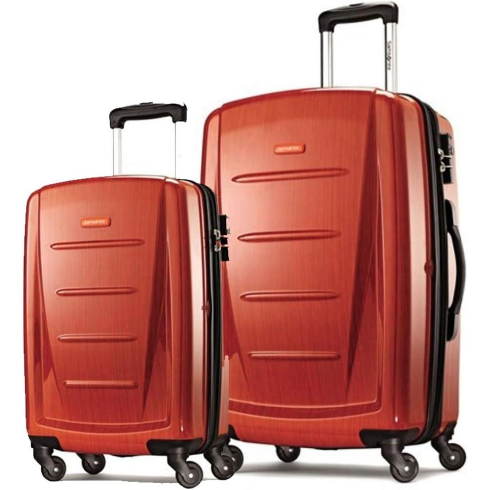 imageSamsonite Winfield 2 Hardside Expandable Luggage with Spinner Wheels CheckedLarge 28Inch Brushed WhiteOrange