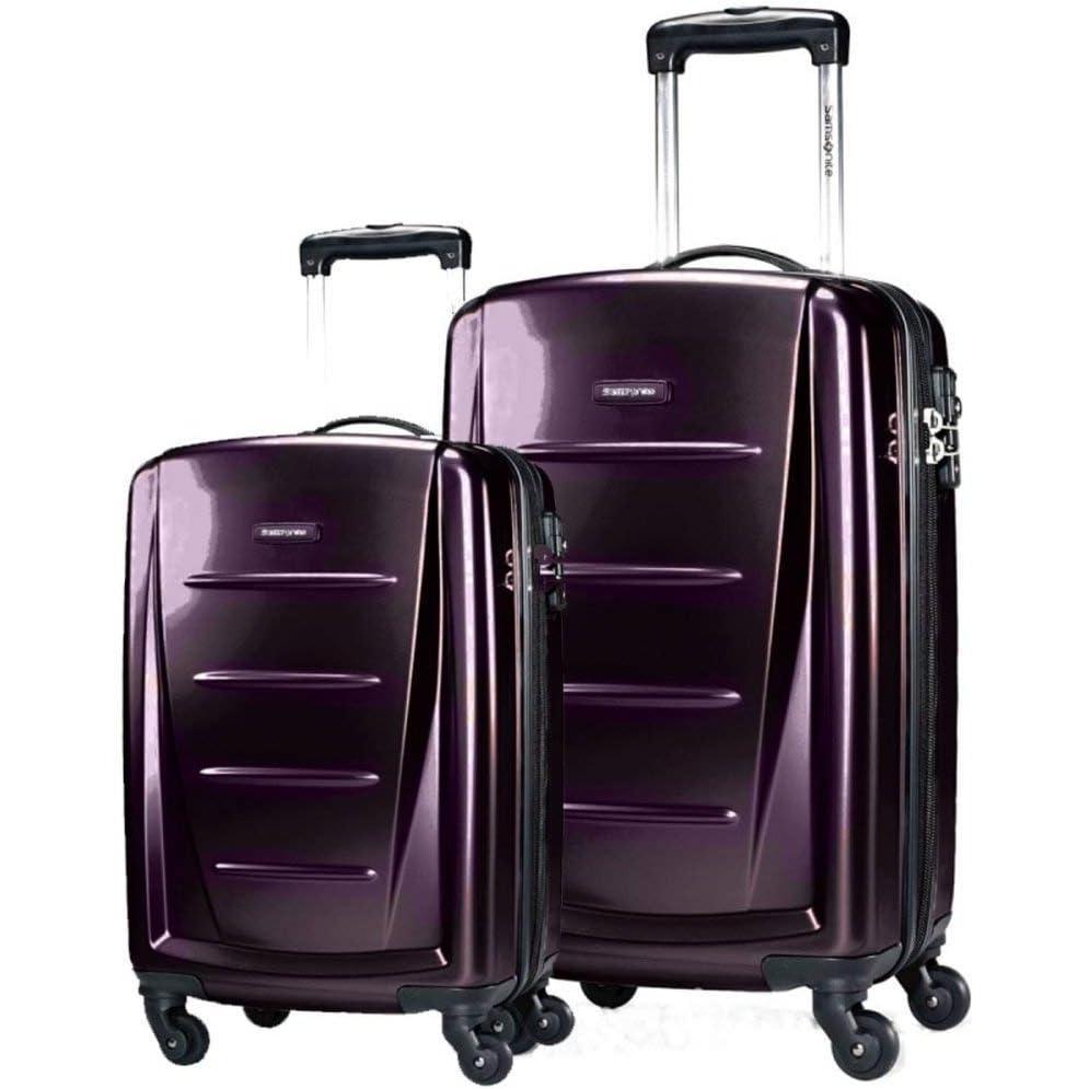 imageSamsonite Winfield 2 Hardside Expandable Luggage with Spinner Wheels CheckedLarge 28Inch Brushed WhitePurple