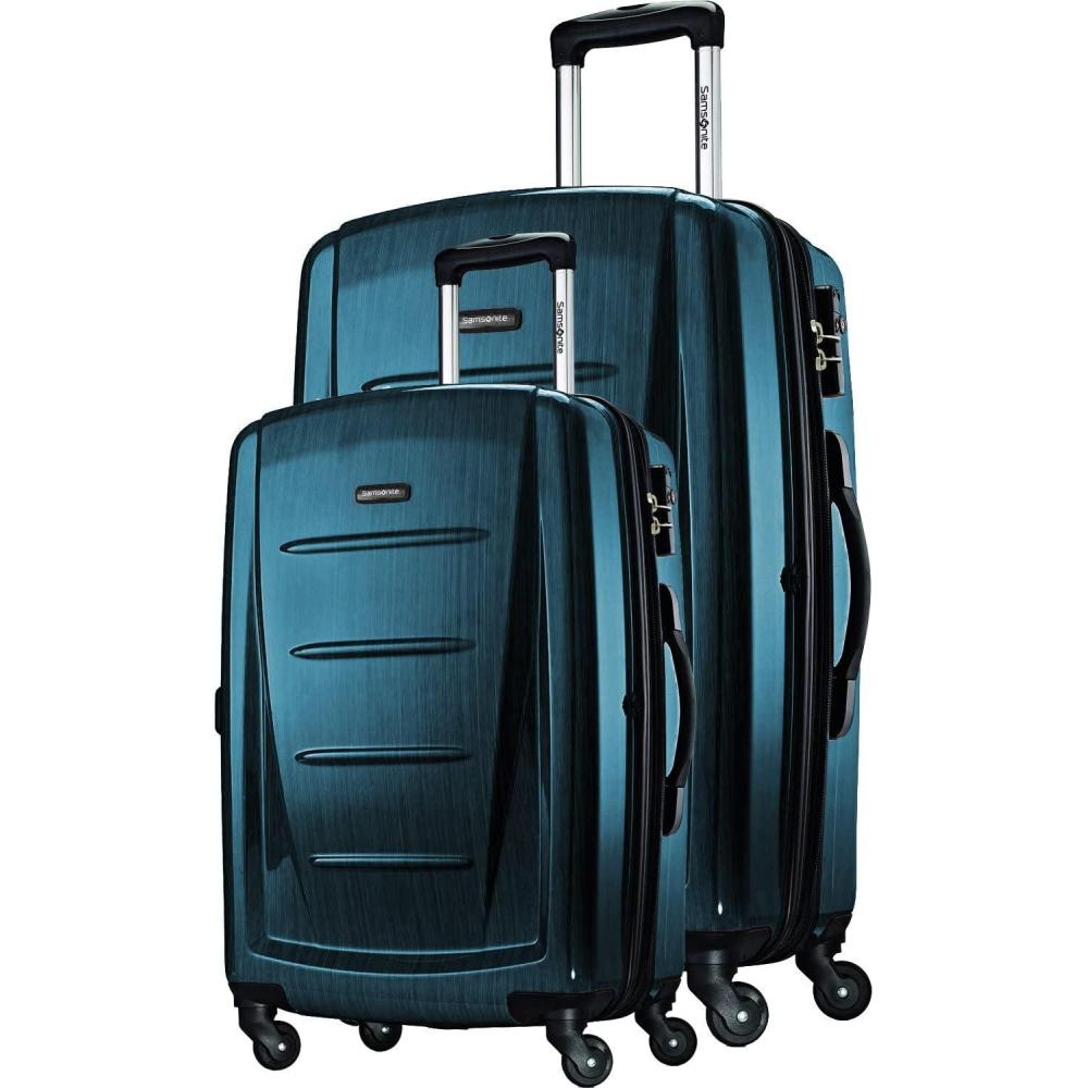 imageSamsonite Winfield 2 Hardside Expandable Luggage with Spinner Wheels CheckedLarge 28Inch Brushed WhiteTeal