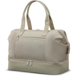 Samsonite Better Than Basics Weekender Duffle – Drop Bottom Travel Bag with 14” Laptop Compartment, SmartSleeve™(Limestone Grey)