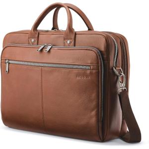 Samsonite Classic Leather Toploader Briefcase(Cognac)