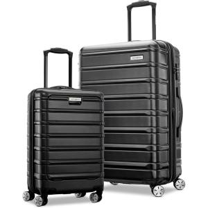 Samsonite Omni 2 Hardside Expandable Luggage with Spinner Wheels, Birch White, 2-Piece Set (19/28)(Midnight Black)