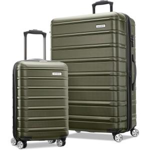 Samsonite Omni 2 Hardside Expandable Luggage with Spinner Wheels, Birch White, 2-Piece Set (19/28)(Vita Olive)