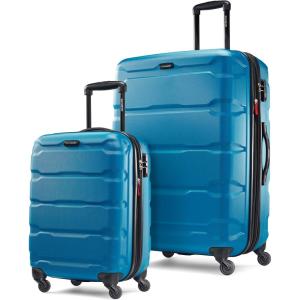Samsonite Omni PC Hardside Expandable Luggage with Spinner Wheels, Checked-Large 28-Inch, White(Adriatic Blue)