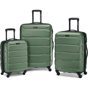 Samsonite Omni PC Hardside Expandable Luggage with Spinner Wheels, Checked-Large 28-Inch, White(Army Green)