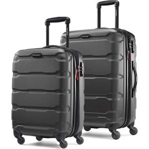 Samsonite Omni PC Hardside Expandable Luggage with Spinner Wheels, Checked-Large 28-Inch, White(Black)