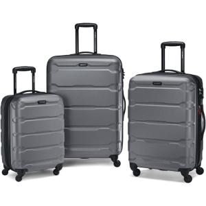 Samsonite Omni PC Hardside Expandable Luggage with Spinner Wheels, Checked-Large 28-Inch, White(Charcoal)