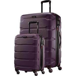 Samsonite Omni PC Hardside Expandable Luggage with Spinner Wheels, Checked-Large 28-Inch, White(Purple)