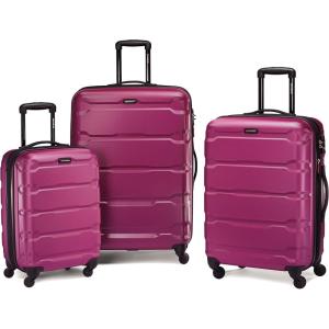 Samsonite Omni PC Hardside Expandable Luggage with Spinner Wheels, Checked-Large 28-Inch, White(Radiant Pink)