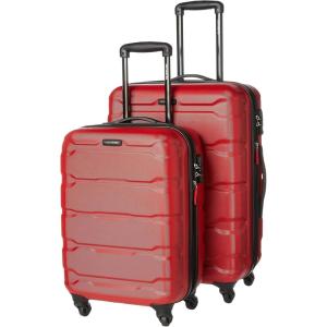 Samsonite Omni PC Hardside Expandable Luggage with Spinner Wheels, Checked-Large 28-Inch, White(Red)
