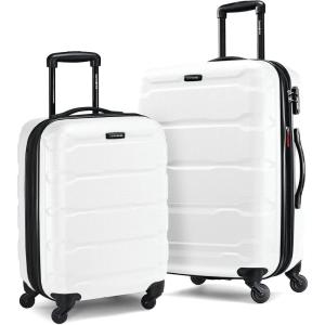 Samsonite Omni PC Hardside Expandable Luggage with Spinner Wheels, Checked-Large 28-Inch, White(White)