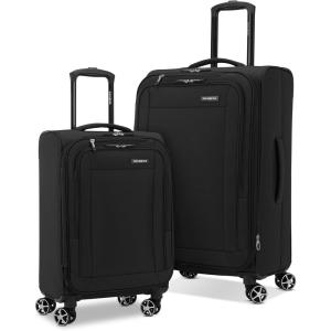 Samsonite Saire LTE Softside Expandable Luggage with Spinner Wheels, Black, 3-Piece Set (Carry On/Medium/Large)(Black)