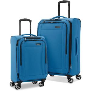 Samsonite Saire LTE Softside Expandable Luggage with Spinner Wheels, Black, 3-Piece Set (Carry On/Medium/Large)(Caribbean Blue)