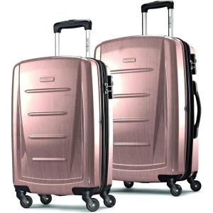 Samsonite Winfield 2 Hardside Expandable Luggage with Spinner Wheels, Checked-Large 28-Inch, Brushed White(Artic Pink)