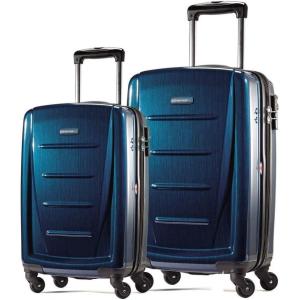 Samsonite Winfield 2 Hardside Expandable Luggage with Spinner Wheels, Checked-Large 28-Inch, Brushed White(Deep Blue)