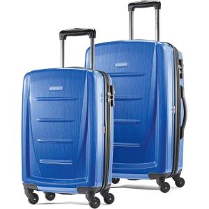 Samsonite Winfield 2 Hardside Expandable Luggage with Spinner Wheels, Checked-Large 28-Inch, Brushed White(Nordic Blue)